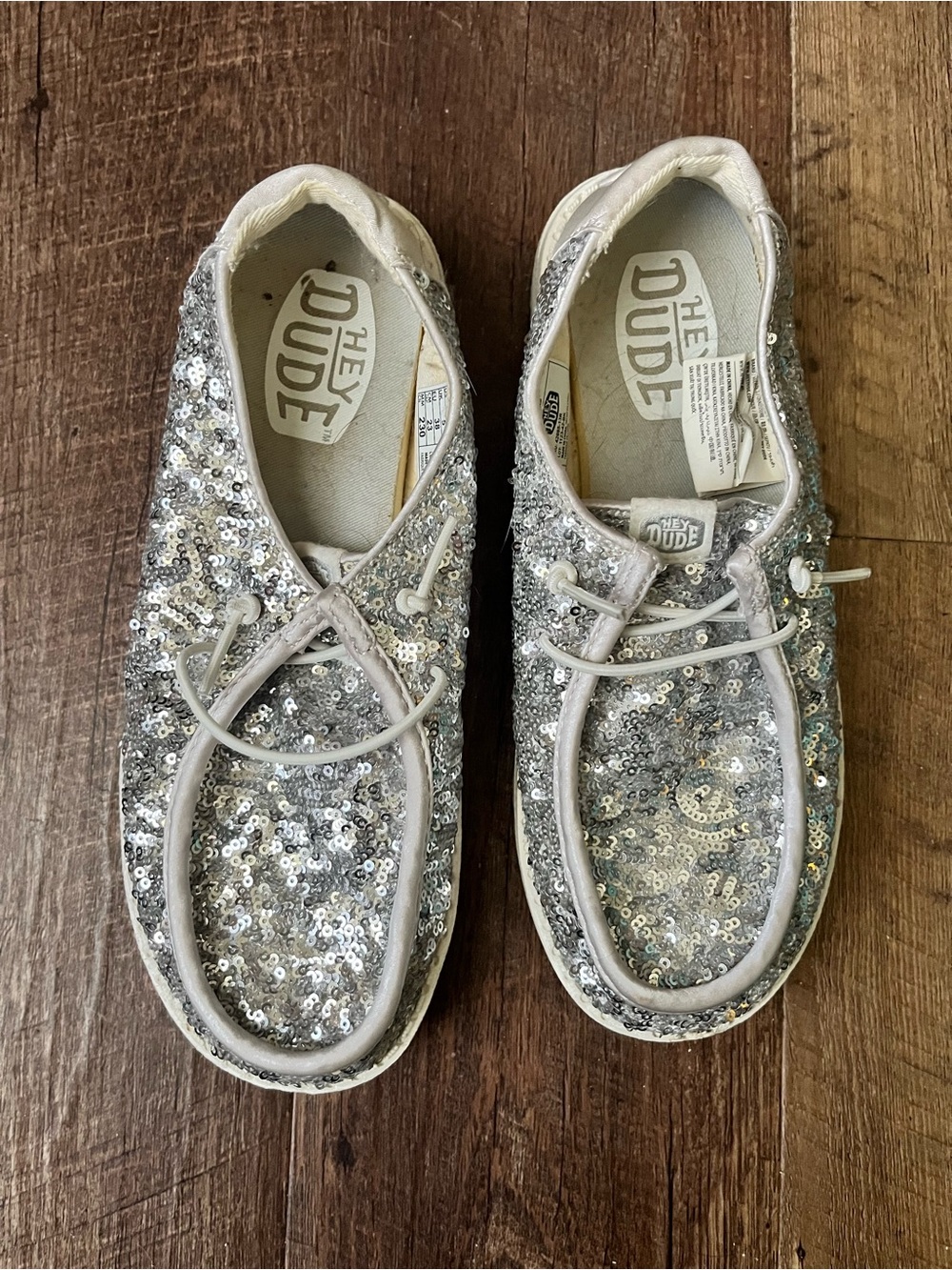 Hey Dude Silver Sequin Sneakers